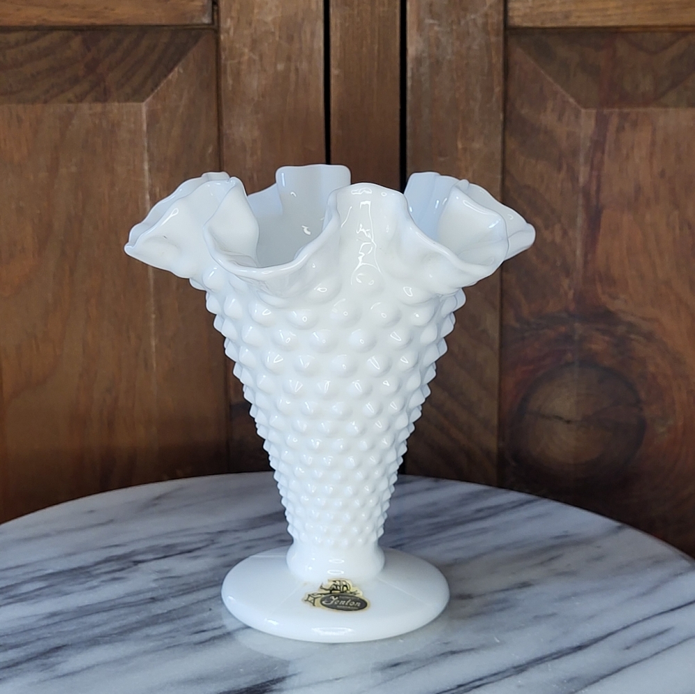 Fenton Milk Glass Hobnail Vase